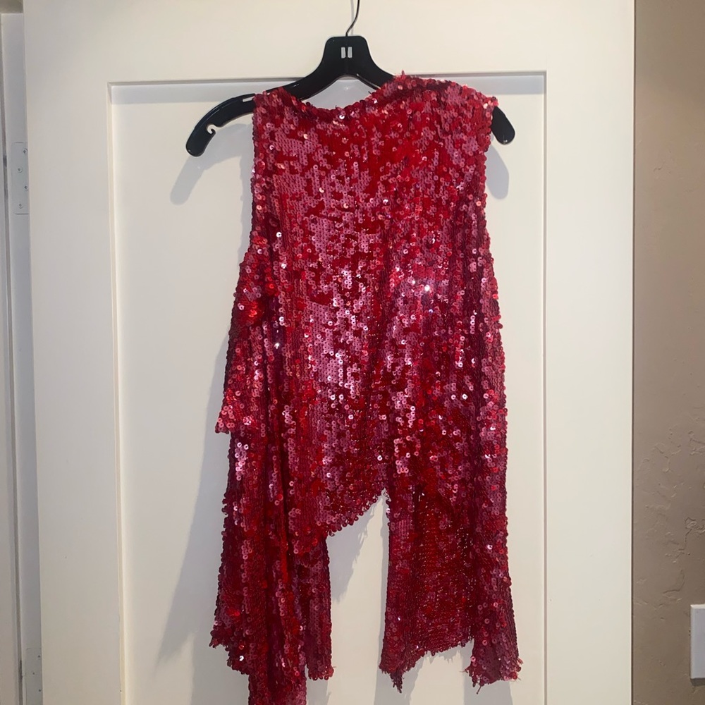 Magda Butrym Sequin Embellished One Shoulder RED TOP